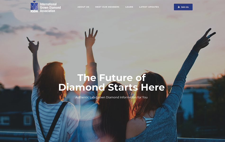 The International Grown Diamond Association (IDGA) launches its new website and brand image to accommodate its growing list of members.