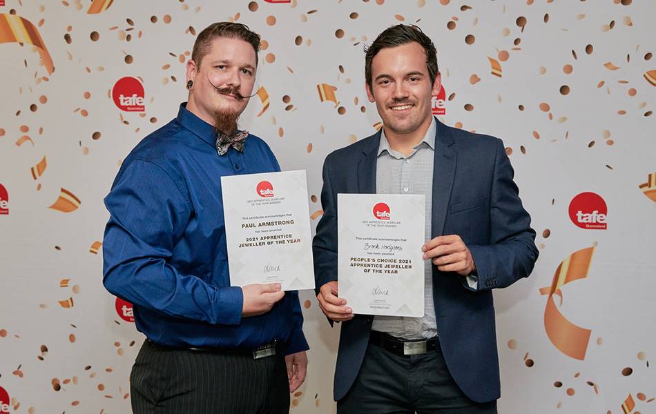 Left to right: Paul Armstrong, 2021 Apprentice Jeweller of the Year and Brock Hodson, People's Choice 2021 Apprentice Jeweller of the Year