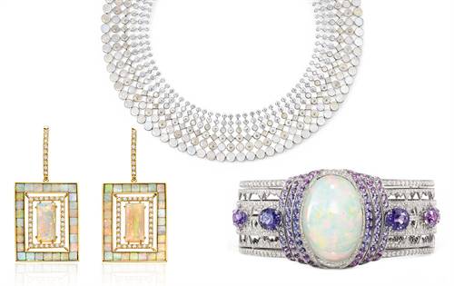 L to R: Kimberly McDonald earrings; Boucheron necklace; Chaumet bracelet Below: Cartier necklace; Ornella Ianuzzi ring