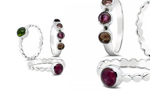 Stackable sterling silver rings by Stones & Silver