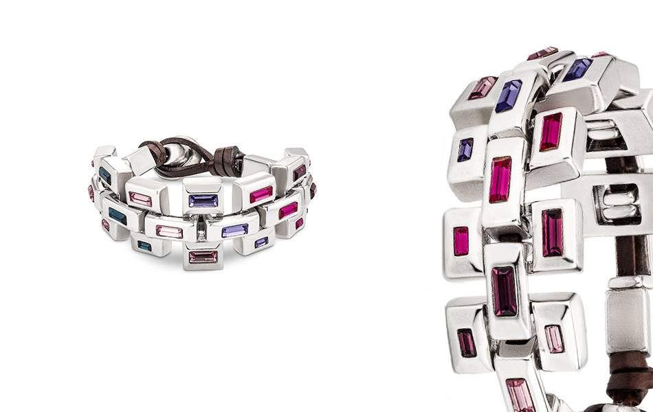 Multi-coloured faceted crystal bracelet by UNODE50.