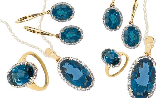 London blue topaz and diamond trio set by Gerrim.