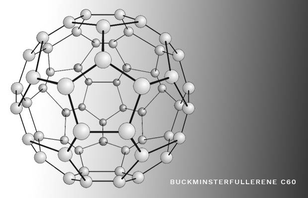 The material is created by crushing a type of carbon molecule call buckminsterfullerene, or buckyballs – because they look like a caged ball. <b>Image:</b> Michel Marie Deza – Researchgate.net