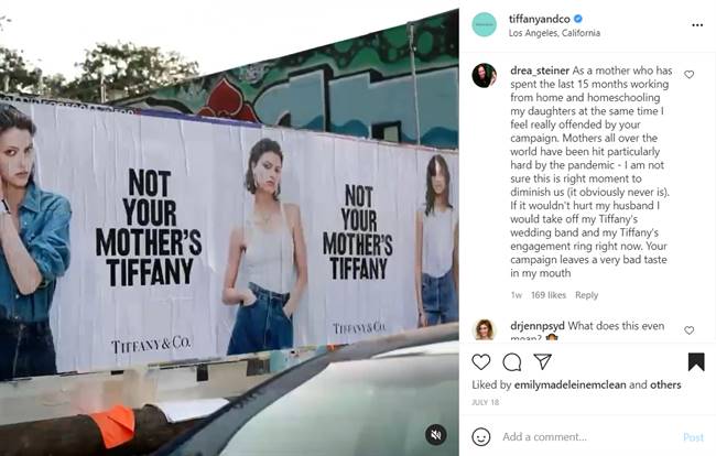 The re-branding continued with a controversial billboard campaign bearing the slogan, ‘Not your mother’s Tiffany’. The intention was clear – positioning Tiffany as a youthful, on-trend, and unpretentious brand, accessible to Gen Z