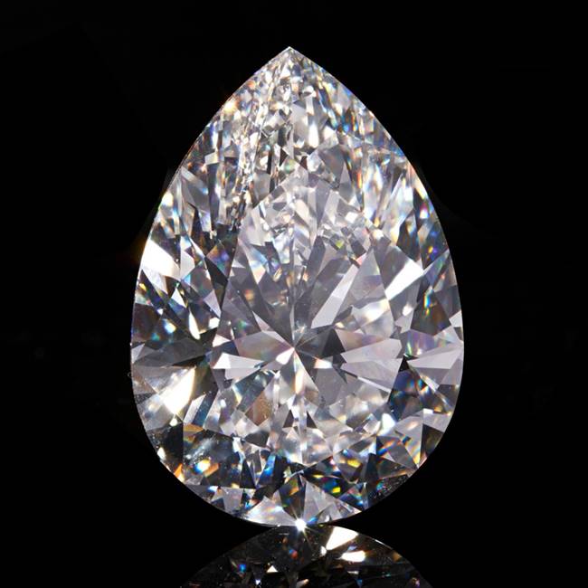 “The Rock”, at 228.31 carats, is the largest white diamond to ever hit an auction block. It