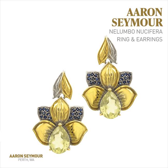 Nelumbo Nucifera Ring & Earrings by Aaron Seymour