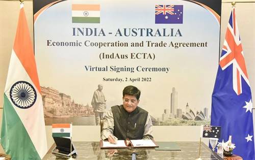 The Australia-India Economic Cooperation and Trade Agreement was signed over a virtual meeting. Source: ABC News