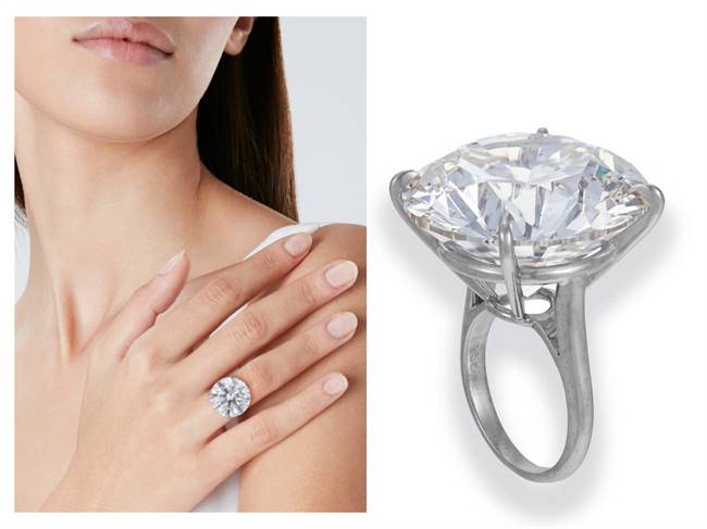 51.28-carat brilliant-cut round diamond ring sold for more than $US1.6 million ($AU2.17 million).