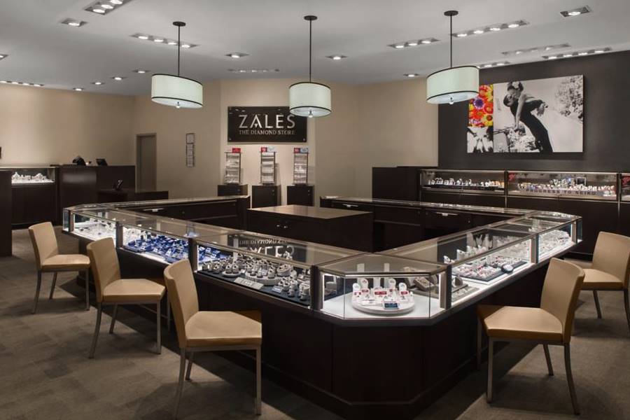 Worldwide, Signet owns more than 2,800 stores including Kay Jewelers, Zales, Jared, Diamonds Direct, JamesAllen.com, Rocksbox, Peoples Jewellers, H.Samuel, Ernest Jones, and Sterling Jewelers. Photo: Zales Interior | Signet Jewelers