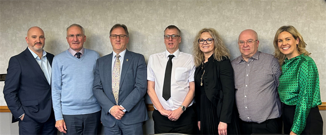 From left: Emmet Cummins, Colin Pocklington, Michael Aldridge, Peter Simpkins, Judith Lockwood, Russell Lewis, and Gemma Murphy.