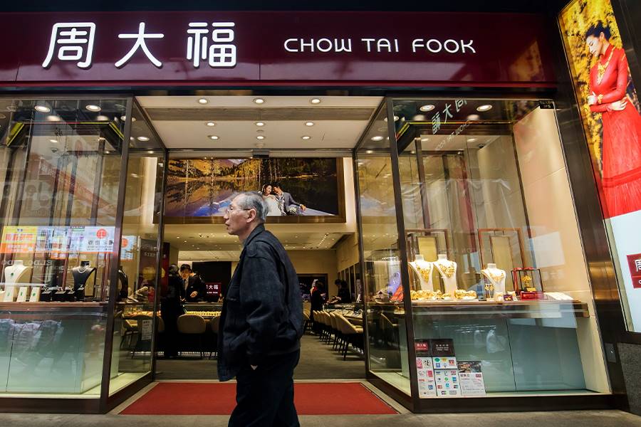 Chow Tai Fook operates more than 5,900 stores worldwide and in the fourth quarter recorded a 14 per cent rise in sales. | Source: Bloomberg