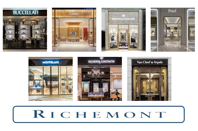 Based in Switzerland, Richemont owns luxury brands such as Baume & Mercier, Buccellati, Cartier, Montblanc, Vacheron Constantin, and Van Cleef & Arpels.