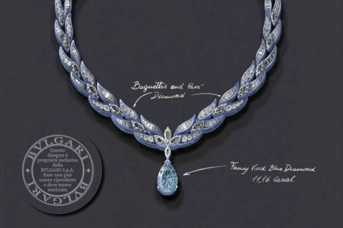 The Bulgari Laguna Blue is the largest diamond ever set in a Bulgari piece and is considered the most valuable gemstone ever sold by the iconic jewellery house. | Source: Bulgari Laguna Blu diamond necklace