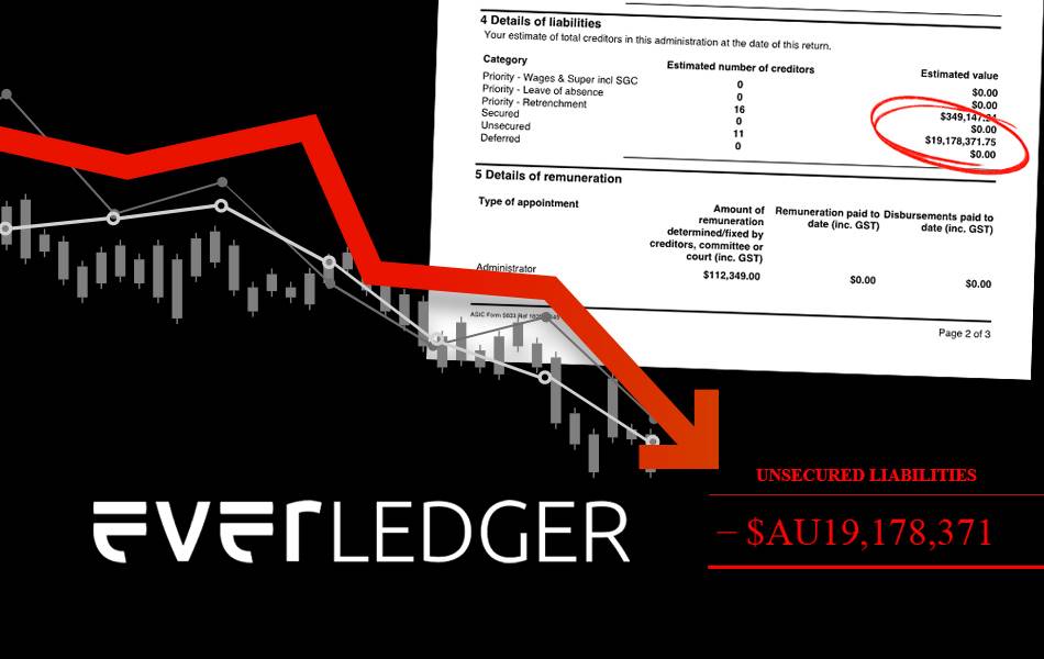 Fairytale over: Everledger Australia is liquidated with $19 million in unsecured creditors while CEO Leanne Kemp's attempt to buy the company for $50,000 fails; Kemp to speak at a business summit to "empower women by sharing my journey and insights to inspire women in business worldwide".