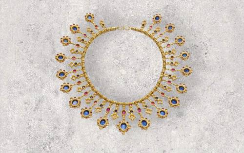 Attractive sapphire, ruby and diamond necklace, late 19th century. | Source: Sotheby