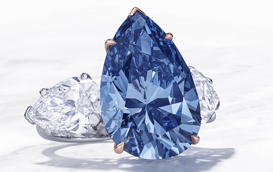 The stunning 17.61-carat Bleu Royal diamond to take centre stage at the upcoming magnificent Geneva jewellery auction at Christie’s on 7th November. | Source: Christie's