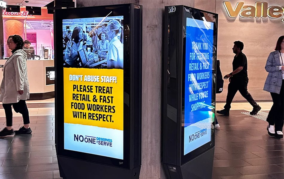 The ‘No One Deserves a Serve’ campaign, first launched by the SDA in 2017, encourages customers to treat retail workers with courtesy and respect. | Source: SCN