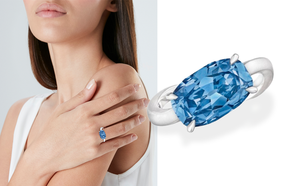 The auction excitement continued at Christie’s in New York this week, with a fancy colour blue diamond ring returning a remarkable price. | Source: Christie's