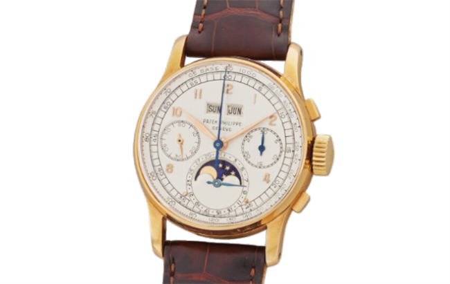 Patek Philippe Reference (Ref. 1518) | A pink gold perpetual calendar chronograph wristwatch with moon phases. Made in 1950.