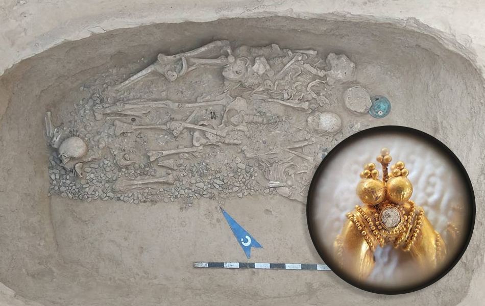 Archaeologists have unearthed gold jewellery and a large bronze mirror from 2,000-year-old burial mounds in the Turkistan region of Kazakhstan. | Source: Miami Herald