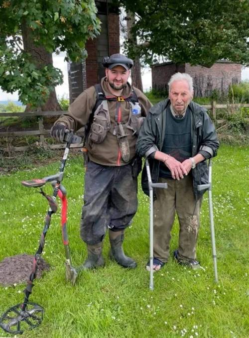 L to R: Metal detectorist Liam King found the watch and returned it to the farmer, James Steele. | Source: Adele & James Steele/SWNS 