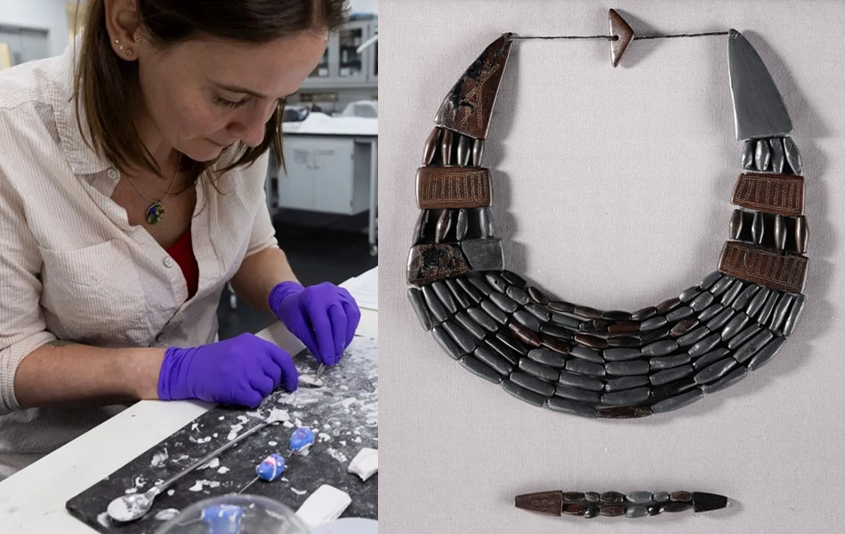 Jewellery worn by a Scottish woman has been shown for the first time in 4,000 years. | Source: BBC/Duncan McGlynn