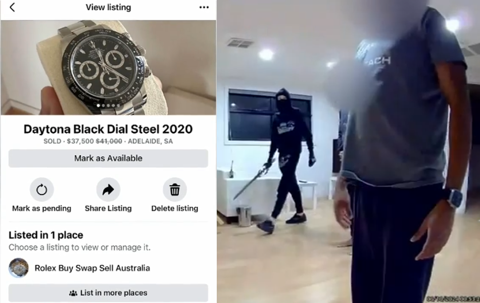 Police in South Australia are encouraging the public to exercise caution after a listing for a luxury watch on social media allegedly inspired a home invasion. | Source: 9News