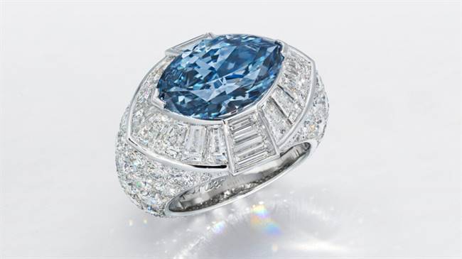 A Cartier ring featuring a 4.39-carat fancy vivid blue diamond will appear at auction in Hong Kong.