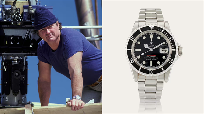 Al Giddings wearing his Rolex “Red” Submariner watch during his adventures, including dives to the Titanic wreckage site.