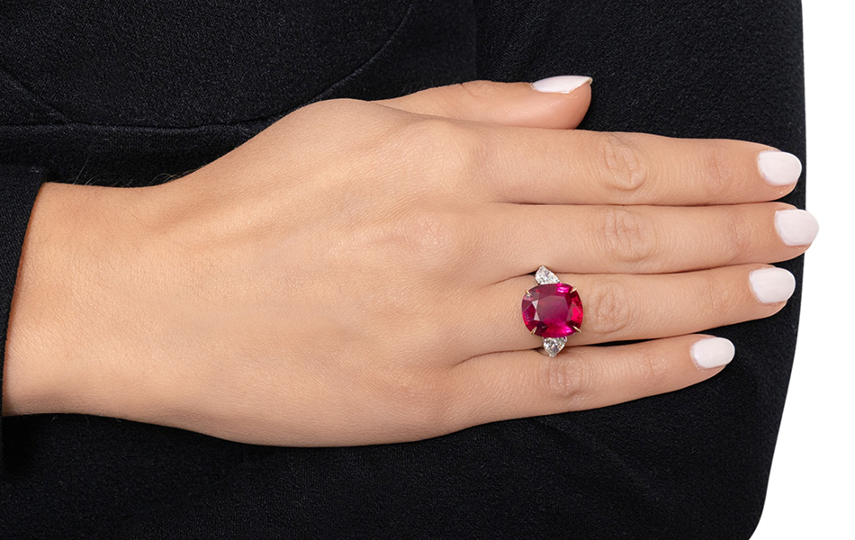 A ruby and diamond ring led the show at a recent jewellery auction at Sotheby's in New York. | Source: Sotheby's