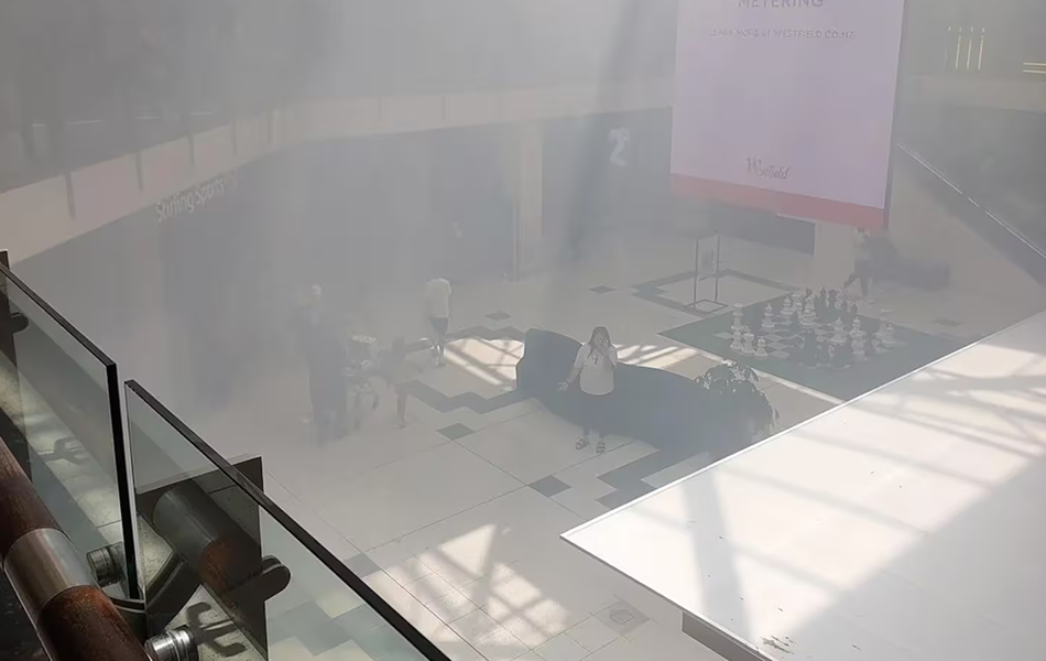 A popular shopping centre in Auckland has been flooded with smoke from a fog cannon during a dramatic jewellery store robbery. | Source: The New Zealand Herald/Dev Dixit