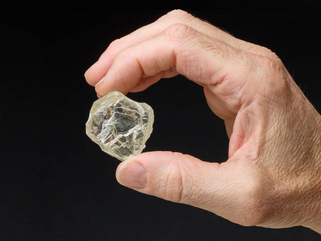 187-carat Diavik Foxfire in 2015. | Source: Core Sector Communique/Rio Tinto