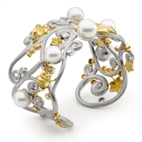 18ct gold, Australian South Sea pearl, and champagne diamond cuff 