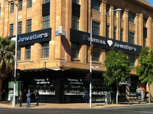 Refurbished exterior of Thomas Jewellers.