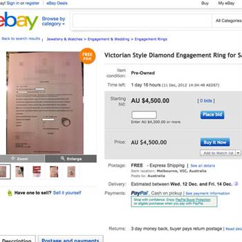 eBay sellers use images of valuation certificates in their advertisements.