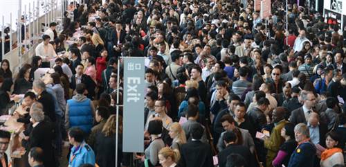 Enormous crowds at registration areas