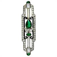 Cartier platinum, diamond and emerald brooch