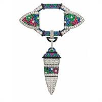 Van Cleef & Arpels platinum, millegrain-set mount, brilliant-cut diamonds, rubies, tallow-cut sapphires, emeralds and enamel 1924 