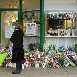 Floral tributes were laid at the front of the store over the weekend