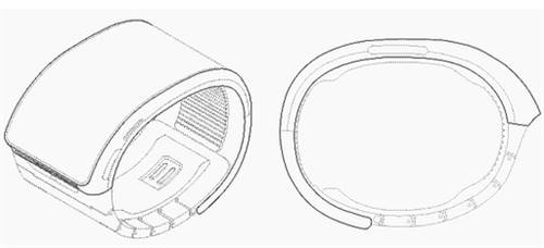 The design shows a flexible screen that wraps around the wrist