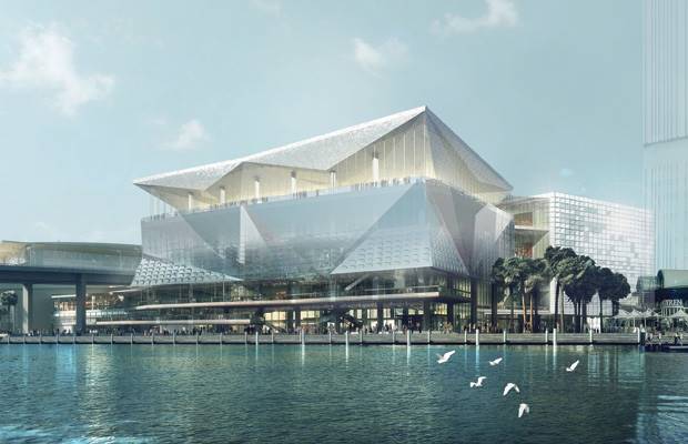 Artist’s impression of the new-look Sydney Exhibition Centre at Darling Harbour