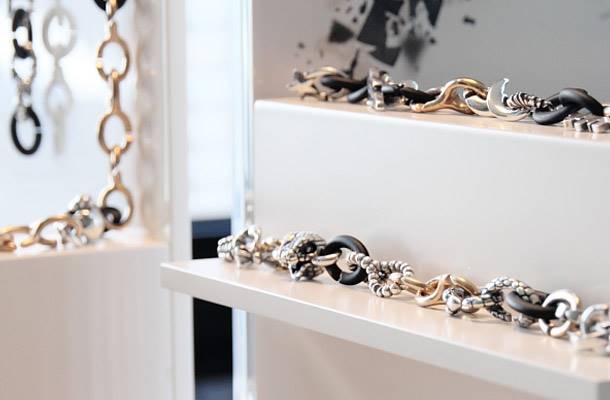 Close up of jewellery on display at the X by Trollbeads launch