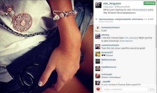 Elle Ferguson posts the Thomas Sabo launch party on her Instagram account