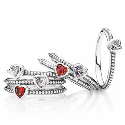 Pandora's heart-shaped stackable rings