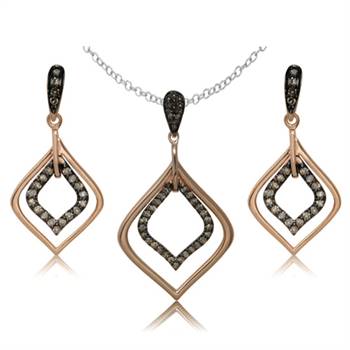 Sparkle Impex's champagne diamond earrings and pendant set