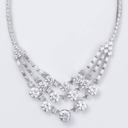 Cartier replica of necklace with three rows of diamonds from 1953