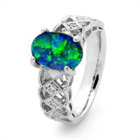 Black opal ring from Opals Australia