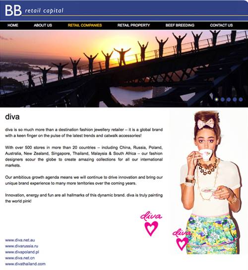 Diva page from the BB Retail Capital corporate website