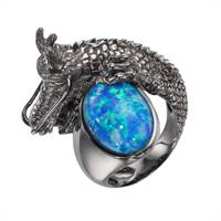 Dragon ring with central opal