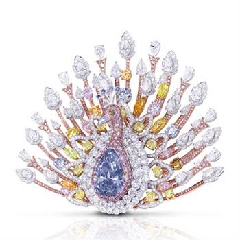 Graff Peacock brooch made with 120.81-carats of coloured and colourless diamonds, worth $100 million